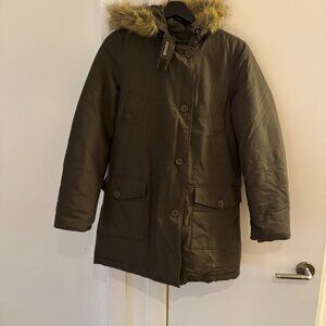 Woolrich John Rich & Bros Women's arctic down parka hooded preowned GREEN
